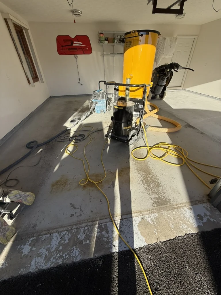 Failed DIY epoxy coating and preparation equipment in the Rural Retreat garage