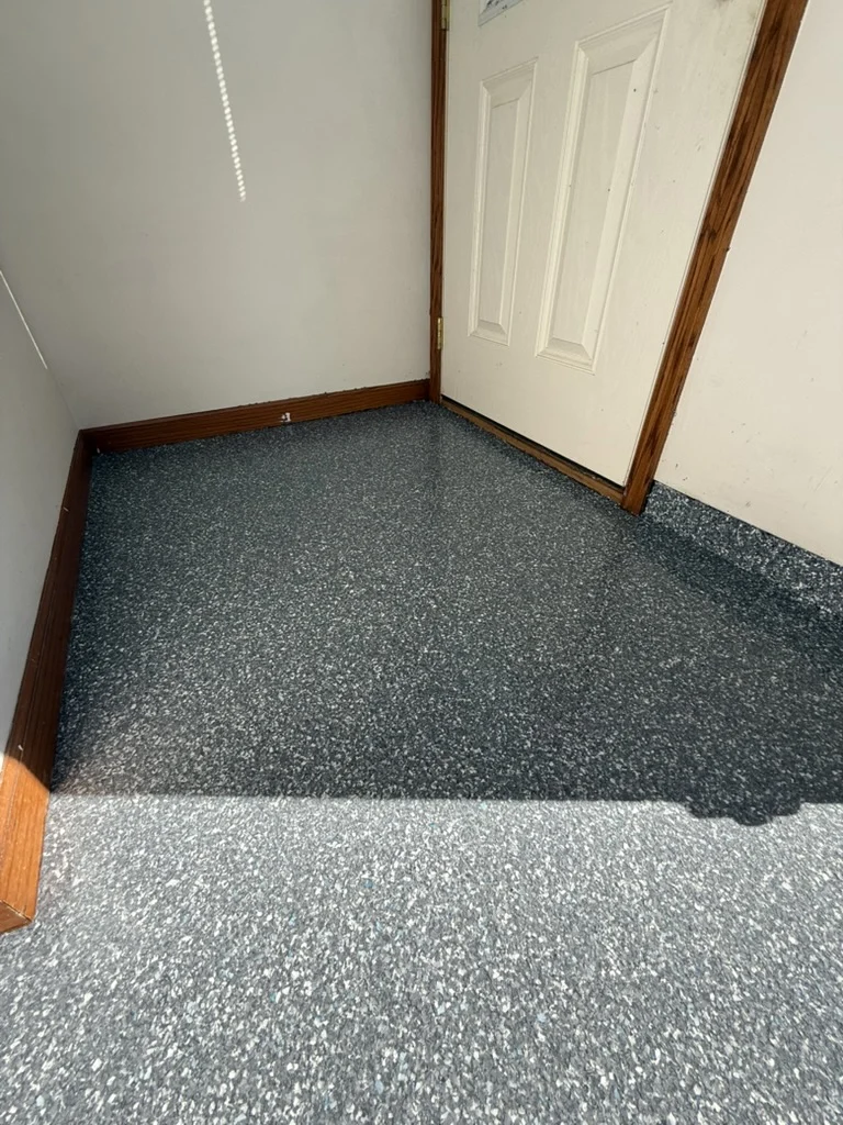 Finished Custom Blizzard coating at the doorway and perimeter edge