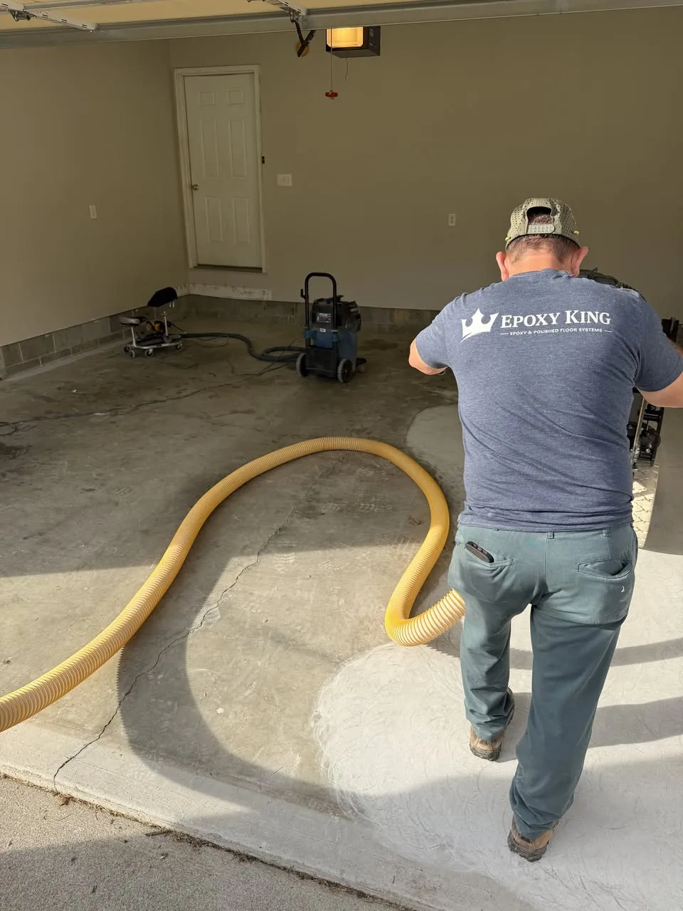 Before / preparation — mechanical floor preparation in progress