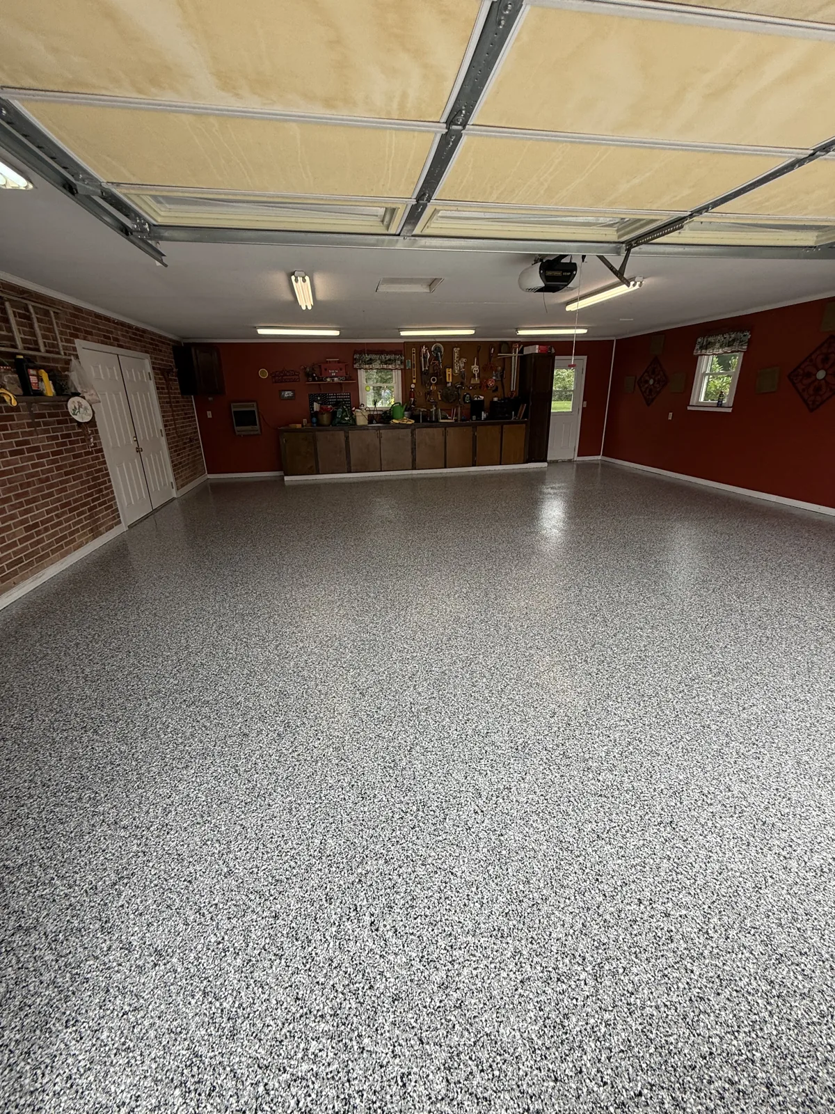 After — Gray flake garage transformation, detail 2