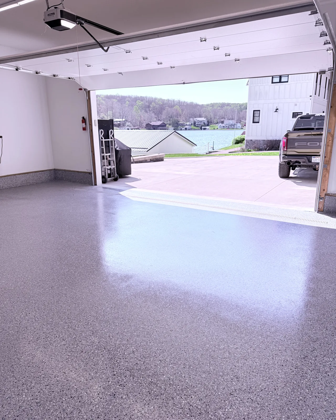 After — Garage floor transformation at Flat Top Lake, detail 2