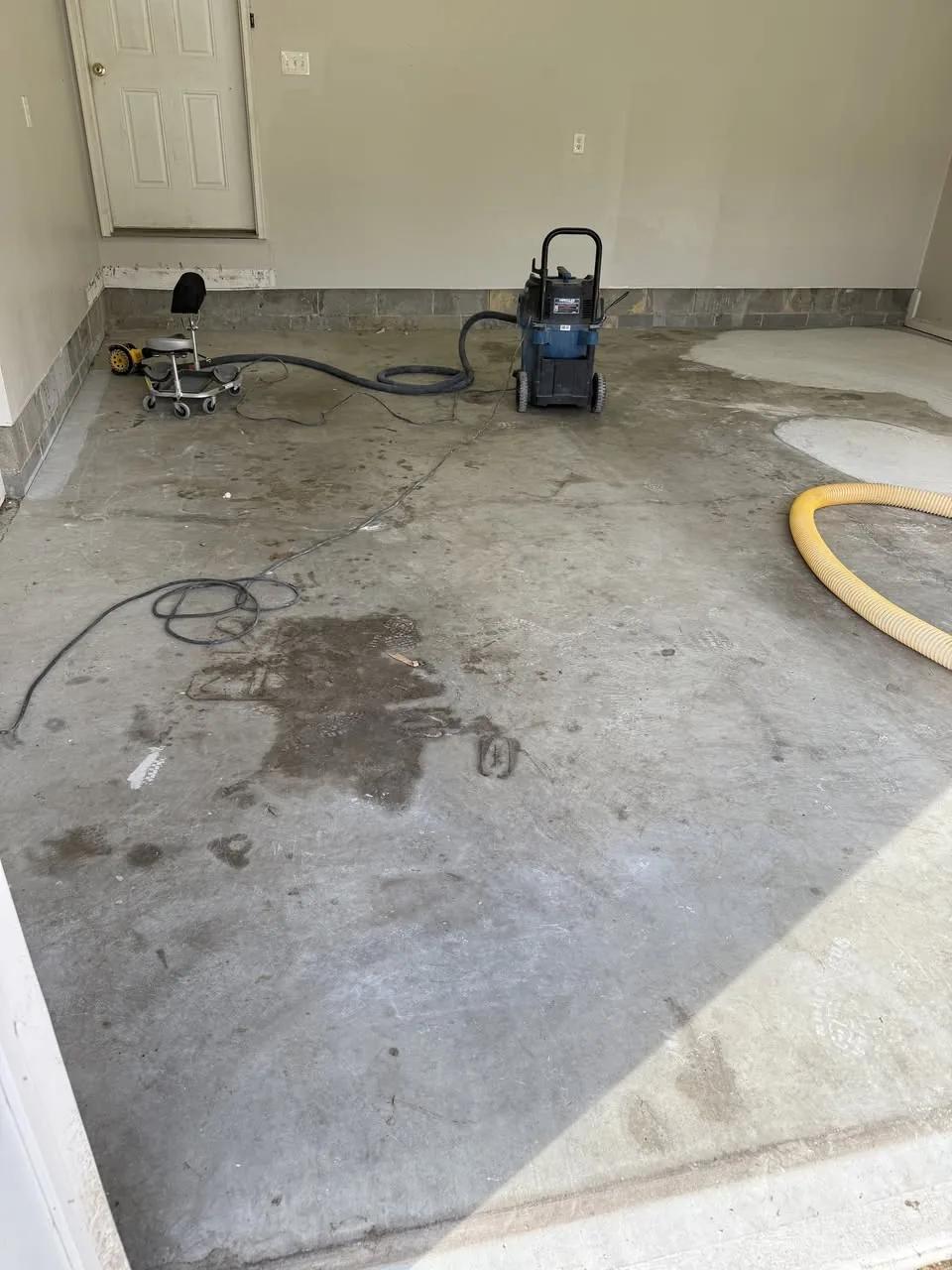 Before / preparation — original slab and preparation equipment