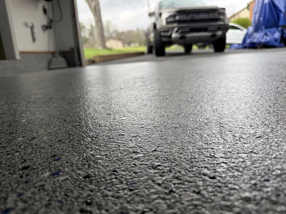 Decorative-flake finish shown close up