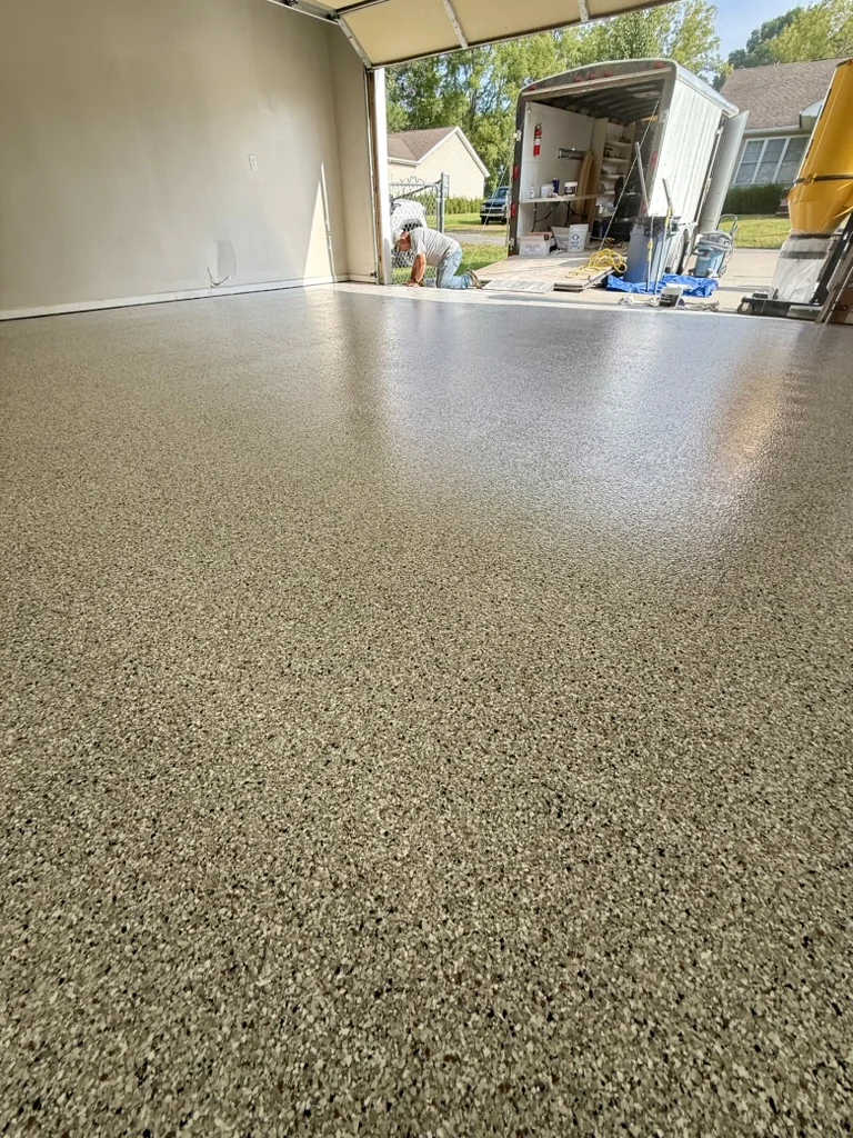 After — Gray flake garage transformation in Princeton