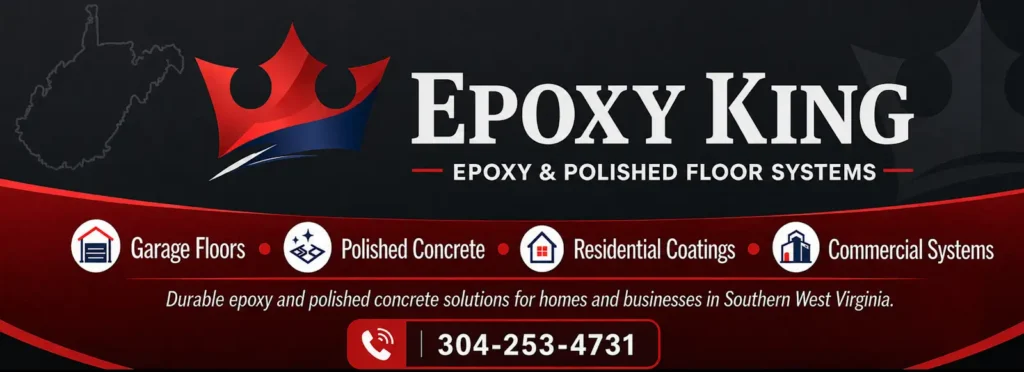 Epoxy King concrete coating services in Southern West Virginia